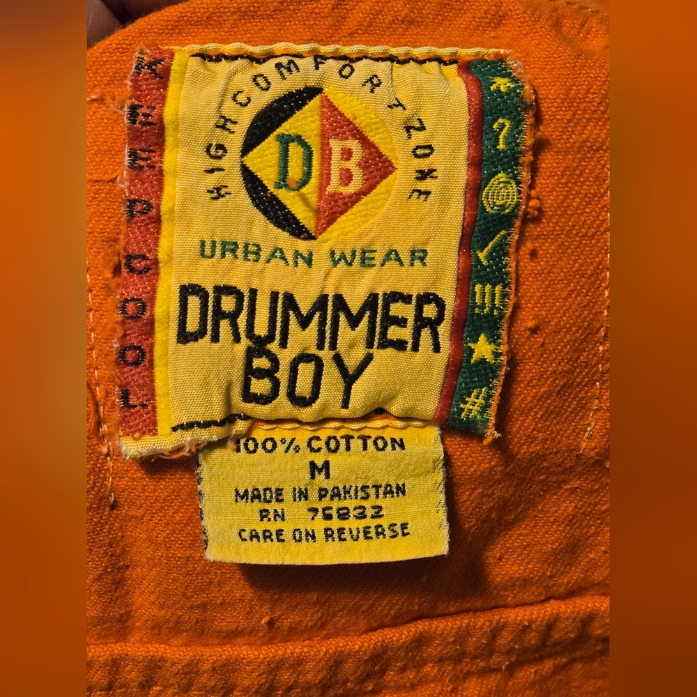 NWT Vintage 90s Deadstock Drummer Boy denim Jeans Jacket Vest Color Orange Sz M - Picture 5 of 8